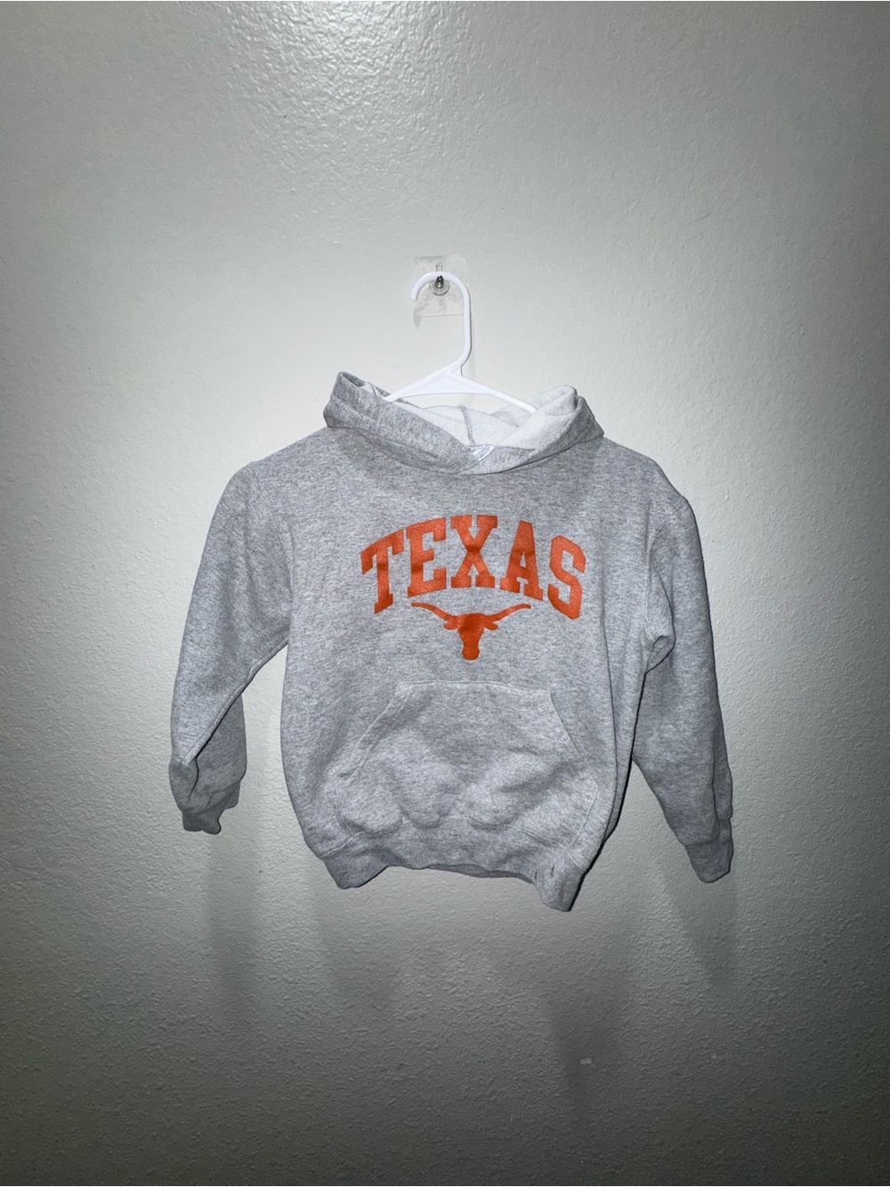 Champion Grey Kids Hoodie with Orange Texas Logo